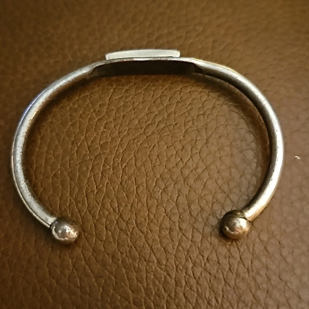 3/$30 Vintage Small Silvertone Blue Gem Cuff Bracelet
